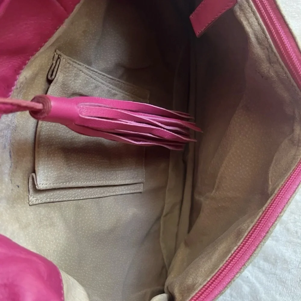 🩷 LALO LARGE Pink HAND Woven NAPA LEATHER HANDBAG / Vintage🩷